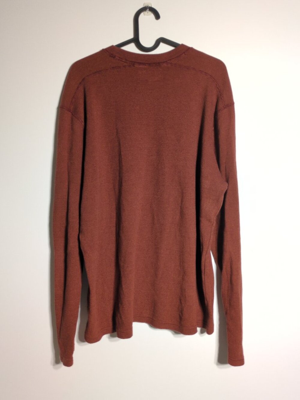 Bonobos Mens Large Cotton Long Sleeve Shirt Sweater Waffle Knit Orange Copper - Picture 2 of 8